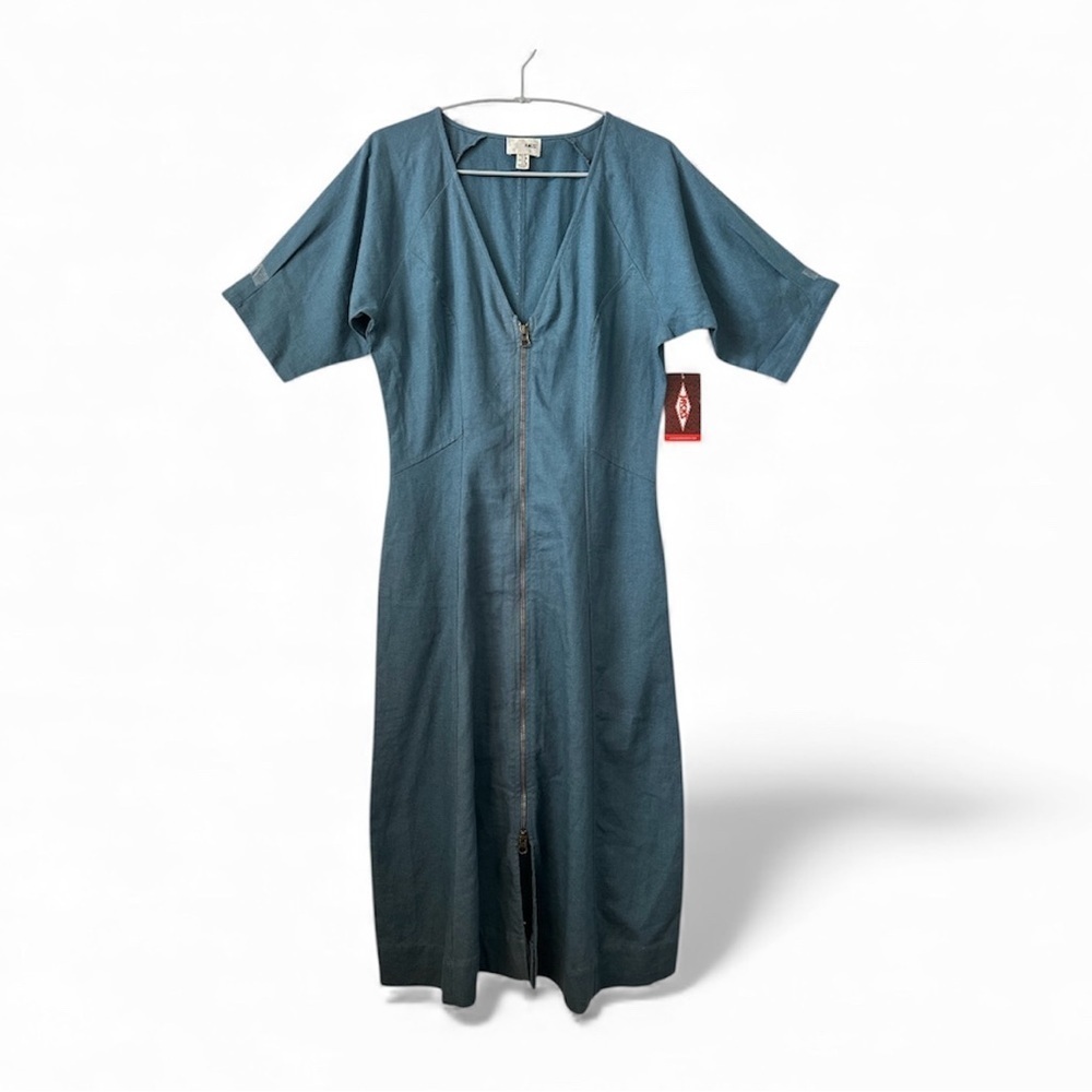 AMUSE V Neck Short Sleeves Denim Midi Dress BNWT